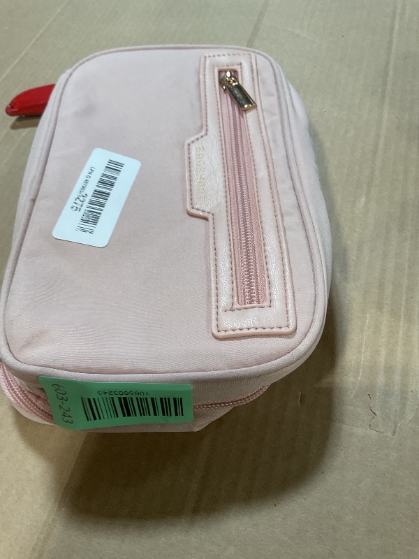 Photo 1 of **DIRT**BAGSMART Travel Makeup Bag, Make Up Bag with Multiple Compartments for Organizer, Compact & Durable Cosmetic Organizer for Women for Travel Accessories (Pink