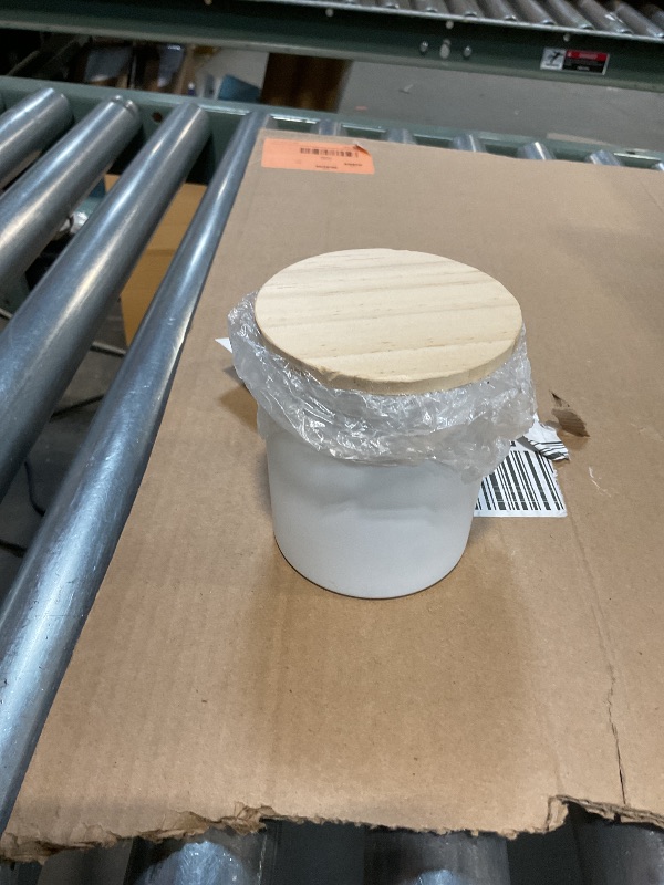 Photo 1 of **ONE JAR**MISSING PIECES**SHOWIN 14 OZ Thick Candle Jars for Making Candles 12 Pcs, 3 Wick Empty Jars with Wood Lids for Candle Making, Sample Container,Matte White