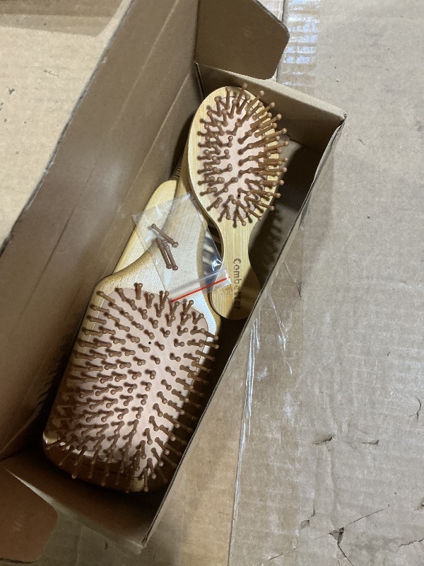 View 2 of 100% Bamboo Hair Brushes and Comb Set by Combetter, Comb for Women and Detangling, Great on All Hair, Eco-Friendly and Handmade for Women Men and Kids