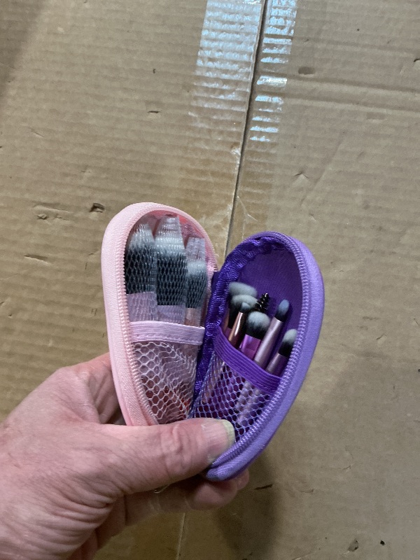 Photo 1 of 10 Pcs Mini Travel Makeup Brushes Set with Pouch, Short Handle Makeup Brushes for Women Girls Portable Full Complete Function Cosmetic Kit Brush Blush Powder Eye Shadow