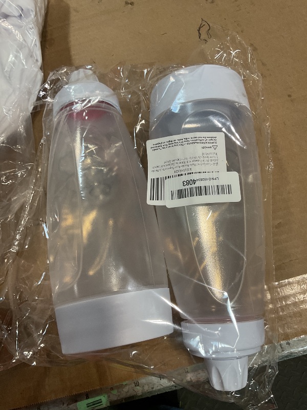 Photo 1 of *** no spatula*** LvmiuoAve 2 Packs Pancake Batter Dispenser Bottle Pancake Squeeze Bottle Dispenser with Mixing ball,Equipped with Upgrade Silicone Spatula,Suitable for Waffle Cupcakes Qatayef Muffins (white)