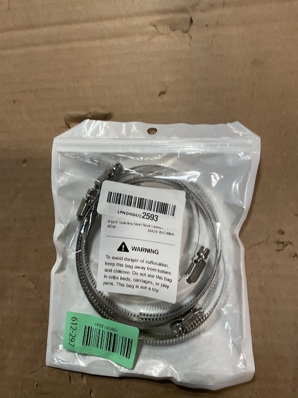 Photo 1 of 4 Inch (Diameter) Hose Clamp, 304 Stainless Steel Quick-Screw Dryer Vent Clamp, Adjustable 3.5? to 4.3? Worm Gear Hose Clamps for Air Ducting, Dust Collection, Automotive, 4 Pack