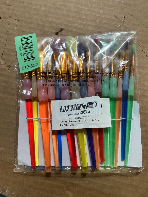 Photo 1 of 15Pcs Paint Brushes Value Pack, Includes 15 Different Types of Brushes, Nylon Colorful Hair with Silicone Crystal Penholder, Prefect Works with Oil, Acrylic and Watercolor Painting