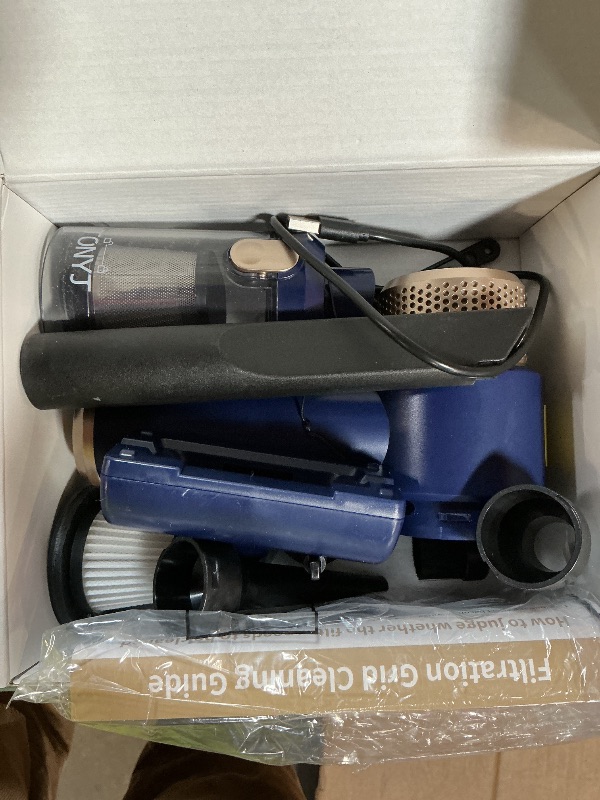 Photo 1 of **FOR PARTS ONLY CHARGER PORT DAMAGED*** JONYJ Handheld Car Vacuum Cleaner, 16000PA Hand Held Vacuum Portable Cordless, 2 in 1 Air Duster and Vacuum Cleaner with LED Light, Multi-Nozzles, 120W High Power Mini Vacuum for Home, Pet, Office