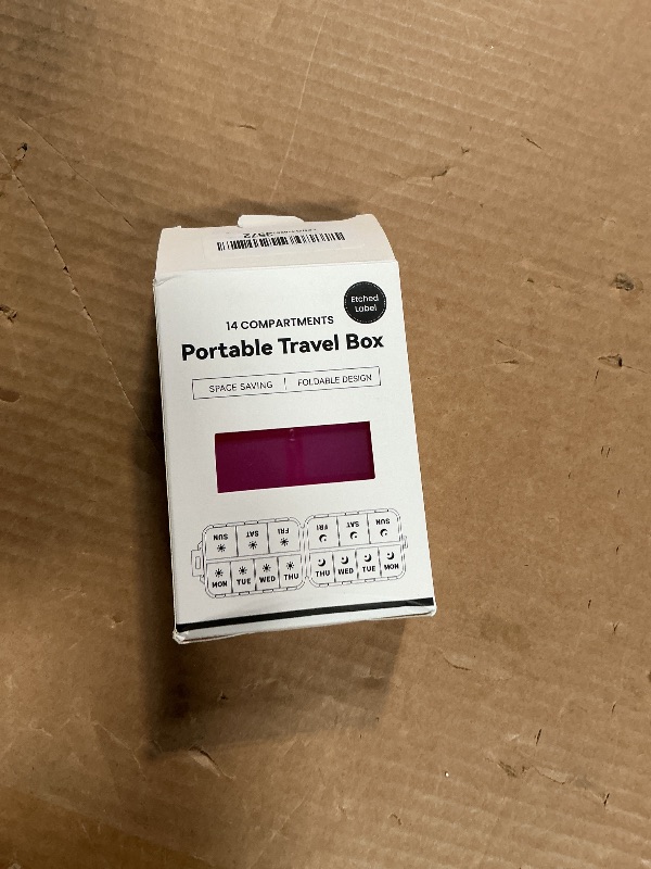 Photo 1 of **Minor scratches** New Foldable & Double Protection Portable Weekly Pill Organizer 2 Times A Day with Etched Labels, AM PM 7 Day Week Medicine Box, Daily Travel Pill Case Dispenser for Vitamin, Supplement - Clear Pink