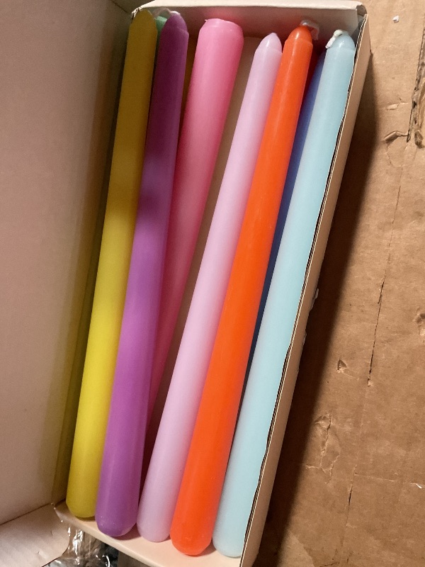 Photo 1 of 10 Inch Colored Taper Candles for Religious and Spiritual Settings, 12 Pack Unscented Candlesticks for Holiday, Seasonal Celebration and Home Decoration