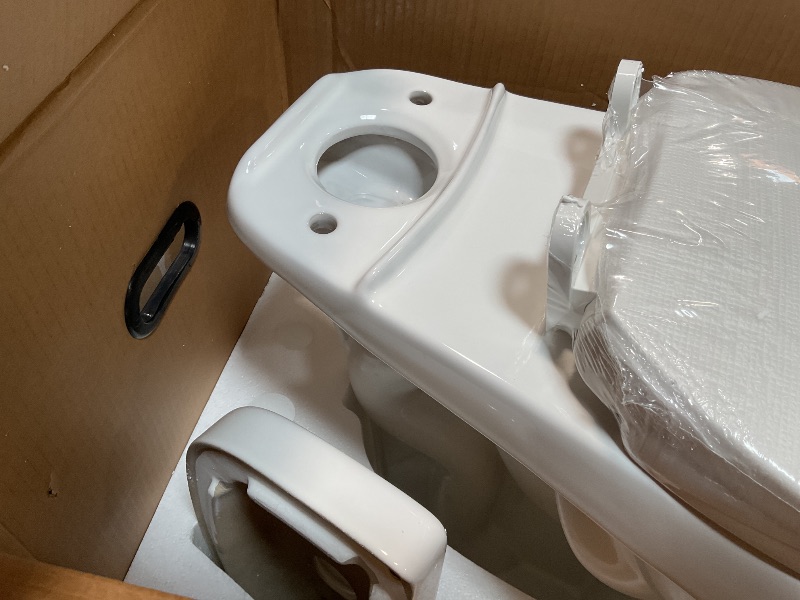 Photo 1 of ***broken tank, brand new 
Two-Piece Round Toilet, 21 Inch Tall with ADA Comfort Chair Height, Powerful 1.1/1.6 GPF Dual Flush, 12" Rough In for Senior Accessibility, White