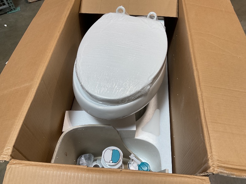 Photo 1 of ***broken tank, brand new 
Two-Piece Round Toilet, 21 Inch Tall with ADA Comfort Chair Height, Powerful 1.1/1.6 GPF Dual Flush, 12" Rough In for Senior Accessibility, White