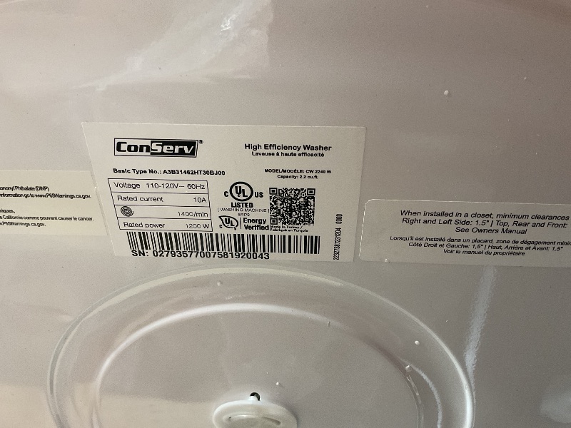 Photo 1 of **DAMAGED WATER INLET** ConServ 4 cf WASHER  LED Display Rev. Door 220V EStar in Titanium