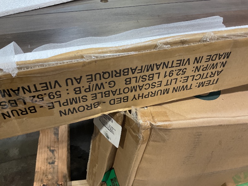 Photo 1 of ** PARTIAL SET/ BOX 1 OF 2** Merax Twin Size Murphy Bed with LED Light, can be Folded into a Cabinet, Hidden Wall Cabinet Murphy Bed for Bedroom Living Room Guest Room, Brown