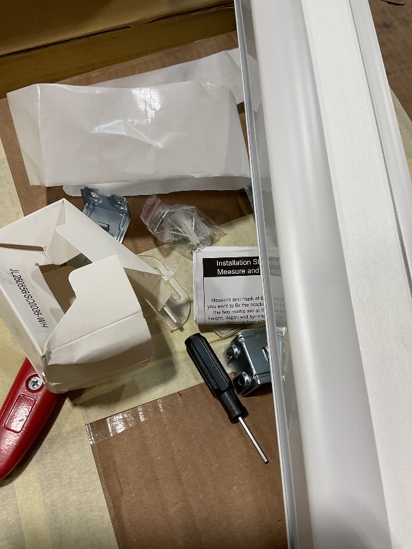 Photo 1 of **DIRT/SCRAPES**Joydeco No Tools No Drill Cordless Cellular Shades, Light Filtering Honeycomb Blinds for Indoor Windows, Thermal Insulating & Noise Reducing (White, 68" W x 96" H)
