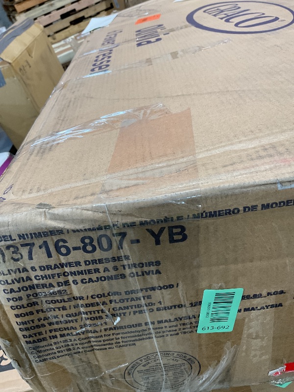 View 2 of ***FOR PARTS ONLY/ MISSING ASSEMBLY PIECES*** Graco Olivia 6 Drawer Double Dresser (Driftwood) – GREENGUARD Gold Certified Storage for Baby and Kids Bedroom, Interlocking Drawer System, Anti-Tip Kit Included