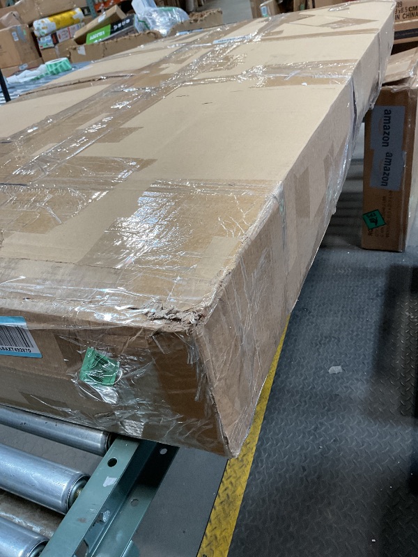 Photo 1 of **DAMAGE TO CORNERS**Dining Room Island Table with LED Lights – Modern Marble-Look Tabletop for 6–8 – Sleek Grille Design, White Finish – Ideal for Kitchen, Home, or Living Room