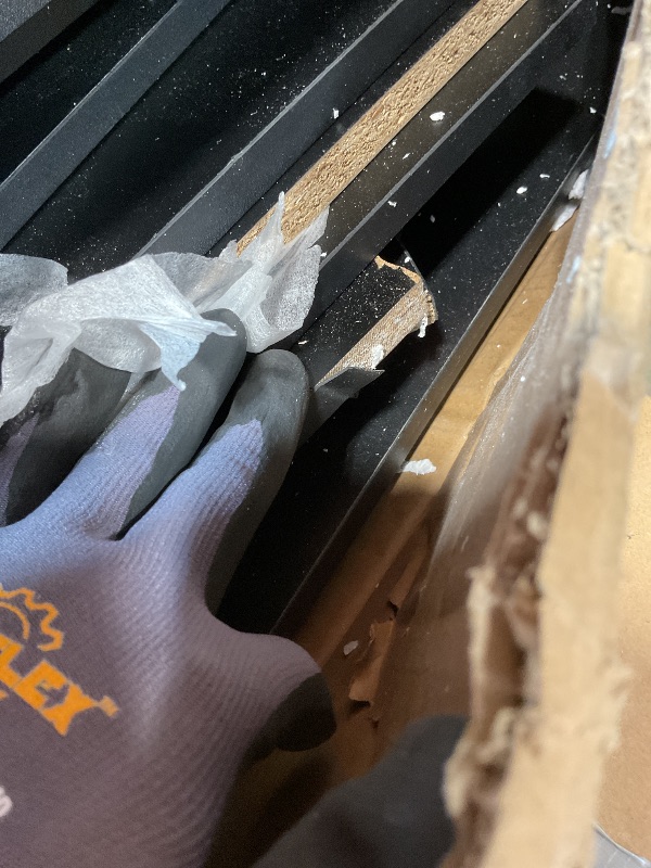 Photo 1 of **MINIR CORNER DAMAGE**GarveeHome Rattan 6 Drawer Dresser for Bedroom, Large Double Dresser with Deep Drawers, Long Wooden Chest of Drawers for Closet with Wide Top, for Living Room, Hallway, Kids Room, Black