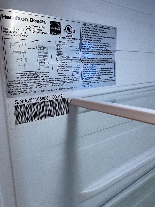 Photo 1 of **DIRT/SCRATCHES**Hamilton Beach HBF1662 French Door Full Size Counter Depth Refrigerator with Freezer Drawer, 16.6 cu ft, Stainless