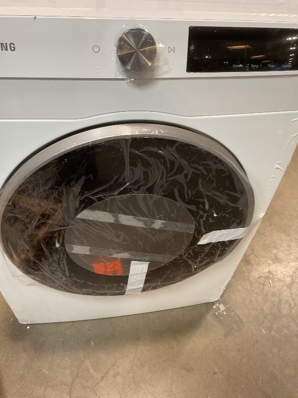 Photo 1 of **SCRAPES ON THE SIDE**Samsung 4.0 cu. ft. Electric Dryer, Compact Clothes Drying Machine, Stackable for Small Spaces w/Sensor Dry, 12 Preset Cycles, Reversible Door, Internal Drum Light, DV25B6900EW/A2, White