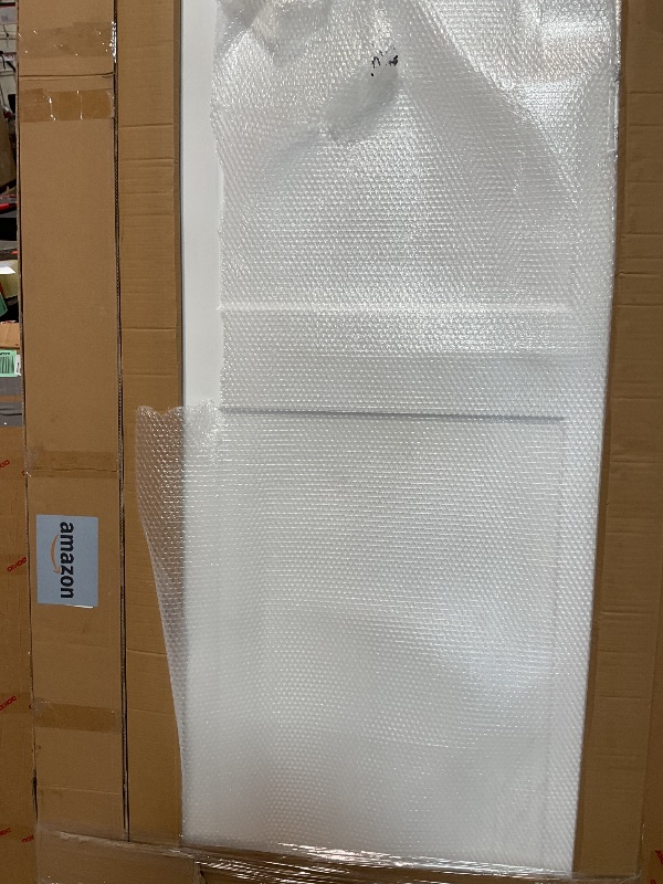 Photo 1 of **DIRT AND SCRATCH FROM TRANSPORT **BARNSMITH 36in x 80in Sliding Pocket Door, Track Hardware and Frame Kits with 2-Panel White Paintable Door Slab Included, Soft Close Mechanism, Durable and Smooth