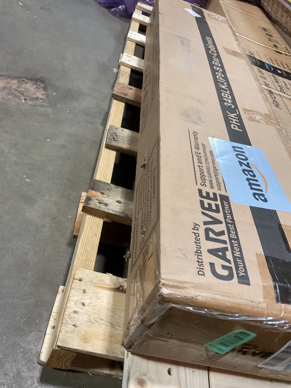 Photo 1 of ***PARTIAL SET/ FOR PARTS MISSING ASSEMBLY PIECES*** Garvee 72" Farmhosue Bar Cabinet with Sliding Barn Door, Large Kitchen Buffet with Hutch Wine with Charging Station, 2 Drawers, 8 Storage Shelves, LED Rustic Coffee Bar for Dining (White)