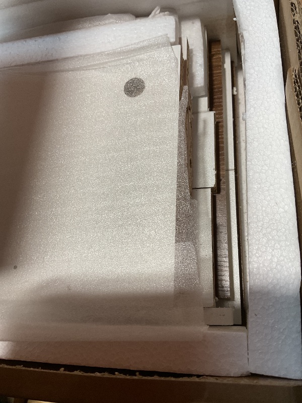 Photo 1 of ***PARTIAL SET/ FOR PARTS MISSING ASSEMBLY PIECES*** Garvee 72" Farmhosue Bar Cabinet with Sliding Barn Door, Large Kitchen Buffet with Hutch Wine with Charging Station, 2 Drawers, 8 Storage Shelves, LED Rustic Coffee Bar for Dining (White)