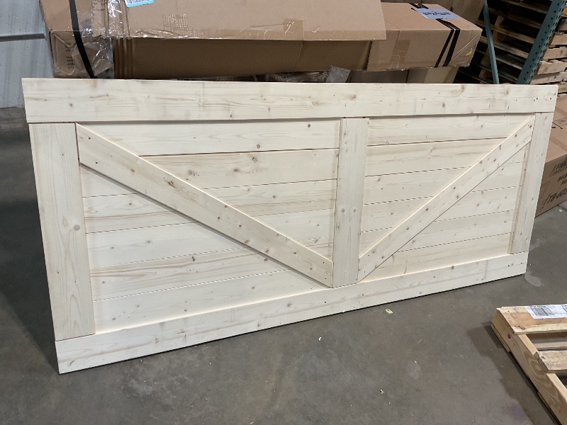Photo 1 of **DOOR AND BIG METAL PIECE ONLY**SMARTSTANDARD 36in x 84in Sliding Barn Door with 6.6ft Barn Door Hardware Kit Included, Unfinished Solid Spruce Wood Door, Assembly Required, DIY, Stainable, Natural