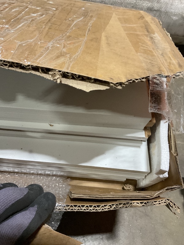 Photo 1 of **MAJOR DAMAGE TO ONE BIG PIECE. SELLING FOR PARTS** SmartStandard 36in x 96in Double MDF Sliding Barn Doors with 6.6FT Bypass Barn Door Hardware Kit, Save Space, Waterproof, Easy Install, Fit 60in-64in Openning, White