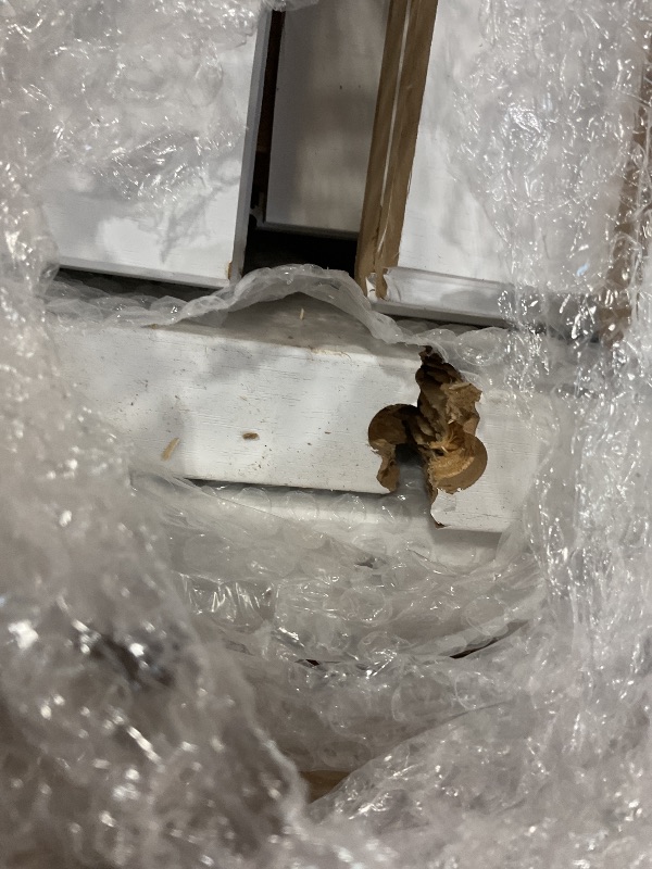 Photo 1 of **MAJOR DAMAGE TO ONE BIG PIECE. SELLING FOR PARTS** SmartStandard 36in x 96in Double MDF Sliding Barn Doors with 6.6FT Bypass Barn Door Hardware Kit, Save Space, Waterproof, Easy Install, Fit 60in-64in Openning, White