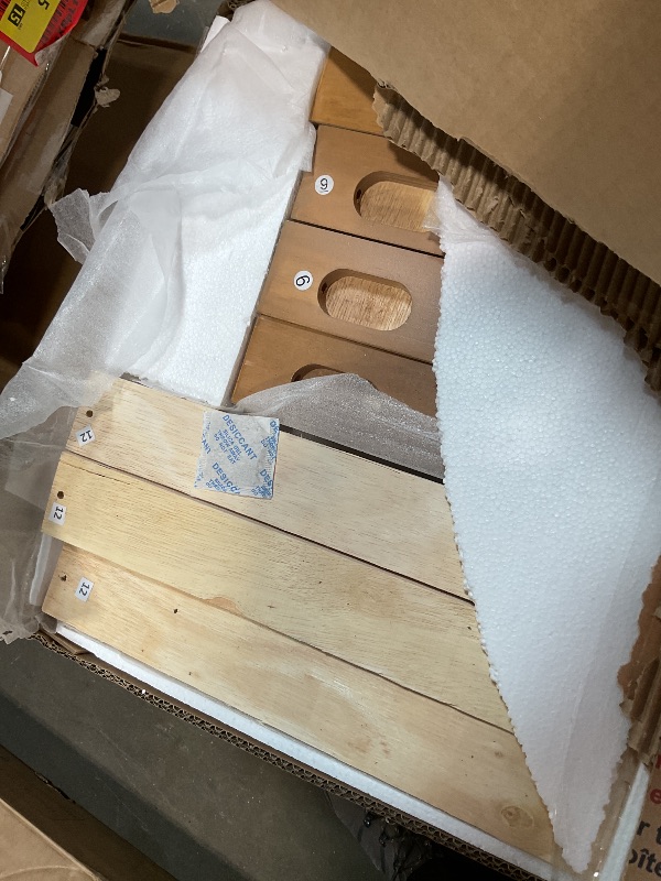 Photo 1 of **SELLING FOR PARTS AS PARTIAL SET. ONE OF TWO BOXES**Merax Modern Solid Wood King Size Platform Bed with Headboard,No Box Spring Needed,Easy Assembly,Natural