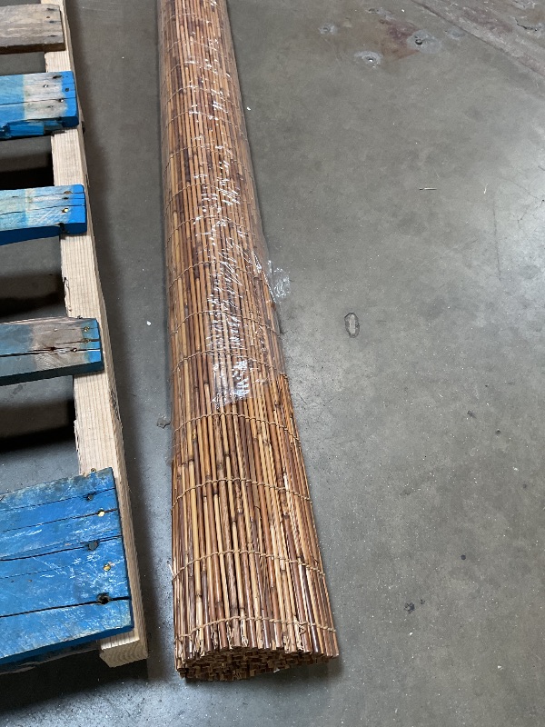 Photo 1 of **SCRAPE DAMAGE ON END**Forever Bamboo Light-Filtering Cord-Free Bamboo Reed Roll-Up Blind Shades for Windows Manual Roman Blinds Coffee 72 in W x 72 in H