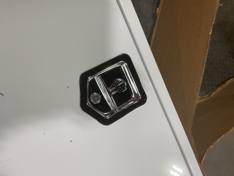 Photo 1 of ***MINOR SCRATCHES ****Buyers Products 1702850 White Steel Topsider Truck Box With T-Handle Latch, 16 x 13 x 88 Inch, Truck Tool Box For Storage And Organization, Lockable Tool Chest For Work Trucks