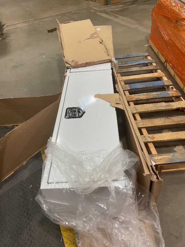 Photo 1 of ***MINOR SCRATCHES ****Buyers Products 1702850 White Steel Topsider Truck Box With T-Handle Latch, 16 x 13 x 88 Inch, Truck Tool Box For Storage And Organization, Lockable Tool Chest For Work Trucks