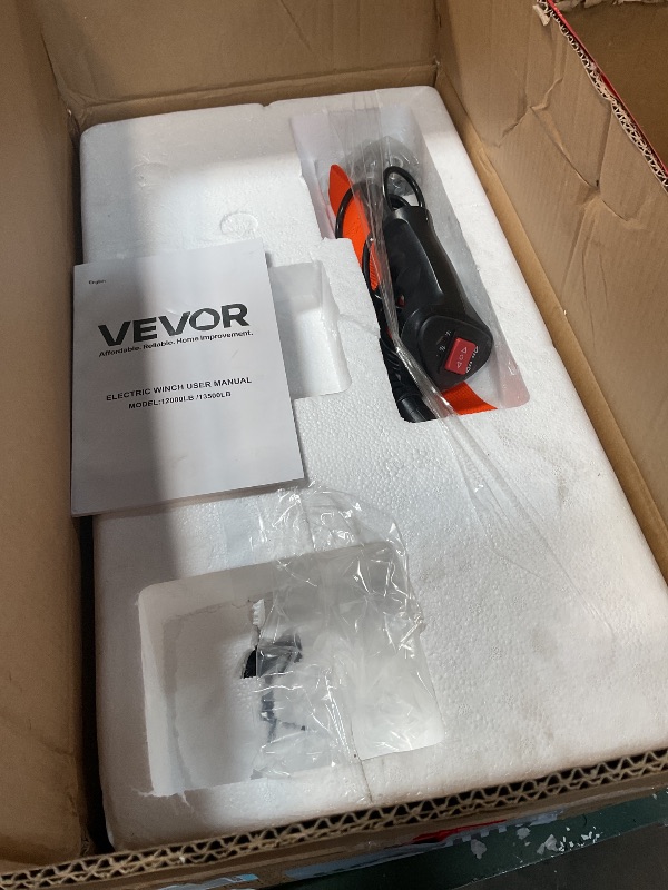 Photo 1 of ***MISSING REMOTE** VEVOR Electric Winch, 13500 lbs Load Capacity, 12V DC Truck Winch with ?3/8 in x 85 ft Synthetic Rope, Wireless & Wired Remote Control, IP55 Waterproof for Towing Off-Road SUV Jeep Trailer Boat