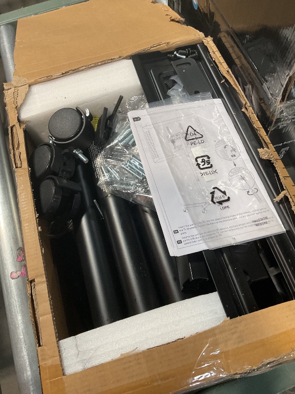 Photo 1 of ***LOOSE SCREWS ASSEMBLY PIECES MAY BE MISSING*** PERLESMITH Rolling TV Stand, Mobile TV Stand for 23-60 Inch LCD LED TVs, Tilt TV Stand Wheels Holds up to 88Lbs, Portable TV Stand for Bedroom with Shelf, Outdoor TV Stand Max VESA 400x400mm PSTVMC06