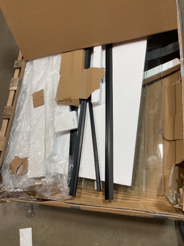 Photo 1 of ***ASSEMBLY PIECES MISSING*** Chabatree Shower Door 60" W x 76" H Frameless Sliding Shower Door,Frameless Shower Door with Sealing Strip and Waterproof Handle,5/16"(8mm) Clear Tempered Glass,Stainless Steel Hardware,Black