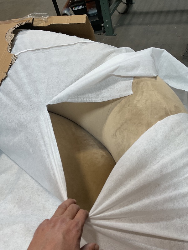 Photo 1 of ***DAMAGED BOTTOM*** Meridian Furniture 44044Beige-S Emery Collection Modern | Contemporary Sofa with Ultra Luxe Beige 460 GSM Velvet, Solid Eucalyptus Wood Inner Frame, 95" W x 45.5" D x 31" H, Beige