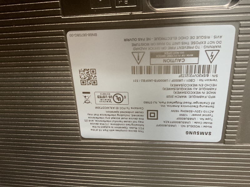 Photo 1 of ***SCRATCH AND MISSING REMOTE*** Samsung 65-Inch Class Crystal UHD U8000F 4K Smart TV (2025 Model) Endless Free Content, Crystal Processor 4K, MetalStream Design, Knox Security, Alexa Built-in