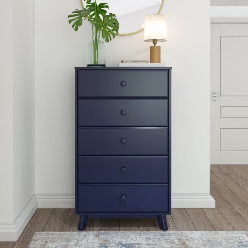Photo 1 of **DRAWER NEEDS ASSEMBLY. ONE LOOSE DRAWER HANDLE. SCRAPES**Plank+Beam Solid Wood Classic 5-Drawer Solid Wood Dresser, Storage Dresser for Bedroom, Chest of Drawers, Blue