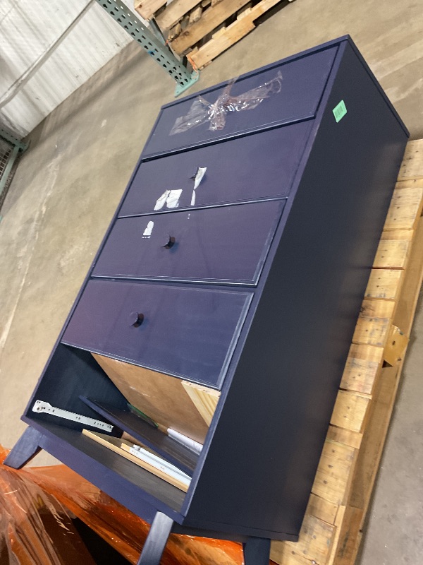 Photo 1 of **DRAWER NEEDS ASSEMBLY. ONE LOOSE DRAWER HANDLE. SCRAPES**Plank+Beam Solid Wood Classic 5-Drawer Solid Wood Dresser, Storage Dresser for Bedroom, Chest of Drawers, Blue