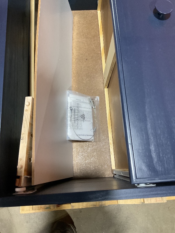 Photo 1 of **DRAWER NEEDS ASSEMBLY. ONE LOOSE DRAWER HANDLE. SCRAPES**Plank+Beam Solid Wood Classic 5-Drawer Solid Wood Dresser, Storage Dresser for Bedroom, Chest of Drawers, Blue