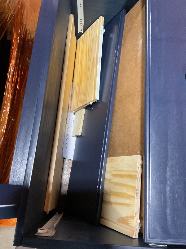 Photo 1 of **DRAWER NEEDS ASSEMBLY. ONE LOOSE DRAWER HANDLE. SCRAPES**Plank+Beam Solid Wood Classic 5-Drawer Solid Wood Dresser, Storage Dresser for Bedroom, Chest of Drawers, Blue