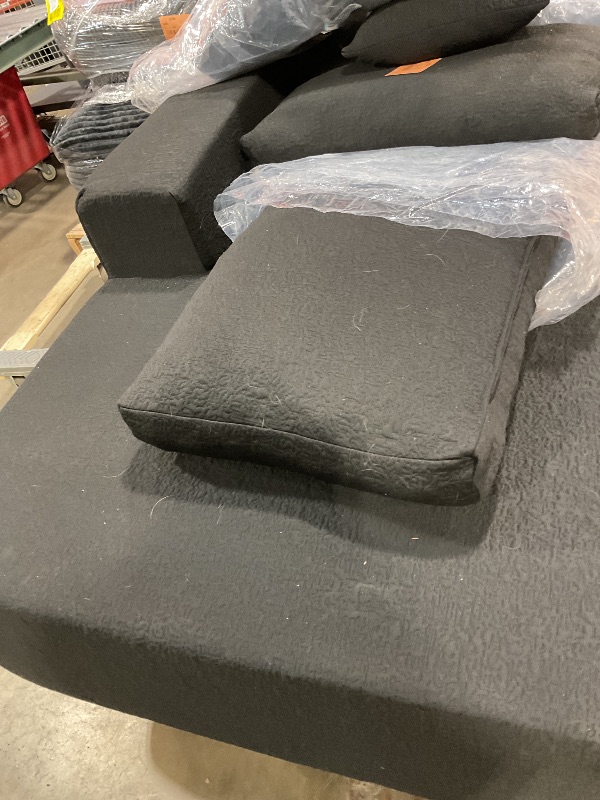 Photo 1 of **CORNER PIECE AND PILLOWS ONLY. DIRT**108" Cloud Modular Sectional Couch with L-Shape Chaise, Modern Sectional Sofa with Deep Seat Couch, Ultra Soft Knit Fabric Couches for Living Room, No Assembly Required, Left Facing Chaise (Black)
