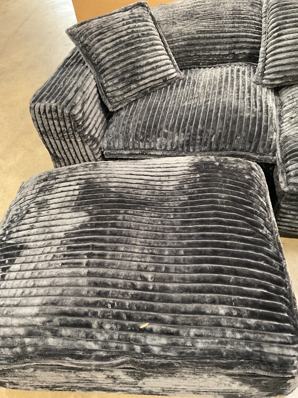 Photo 1 of **SELLING AS PARTIAL SET. DIRT130" Oversized Cloud Couch Large Modular Sectional Sofa Modern U Shaped Sectional Couch 6 Deep Seat Sofa Set for Living Room Comfy Corduroy Cloud Sofa with Ottoman, USB Port, Cup Holder, Dark Grey