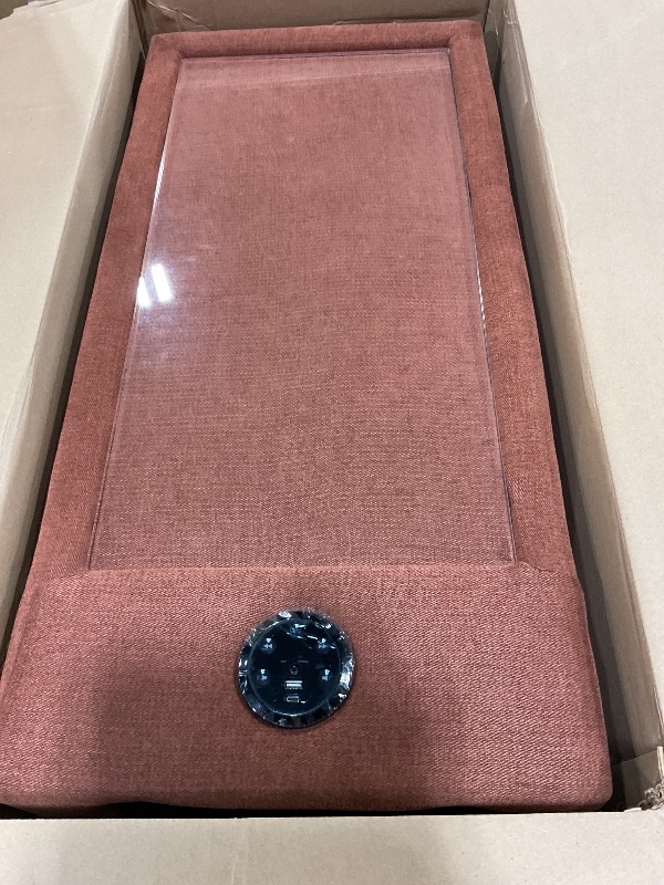 Photo 1 of *** CONSOLE ONLY ***Signature Design by Ashley Modmax Urban Modular Stain Resistant 3-Piece Sectional with Audio Console, Drawer Storage, USB Ports and 2 Accent Pillows, Orange