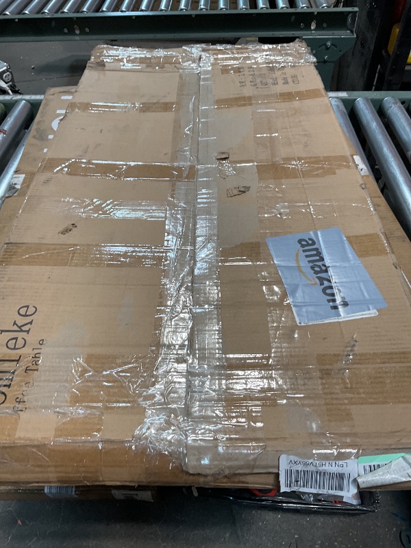 Photo 1 of **MISSING HARDWARE** Homleke Glass Coffee Table, Modern Rectangular Coffee Table for Living Room, Minimalist Center Tea Table with Sturdy Metal Frame for Apartment, Office, Easy Assembly, 39.4 x 19.7 x 17.7 Inches, Golden