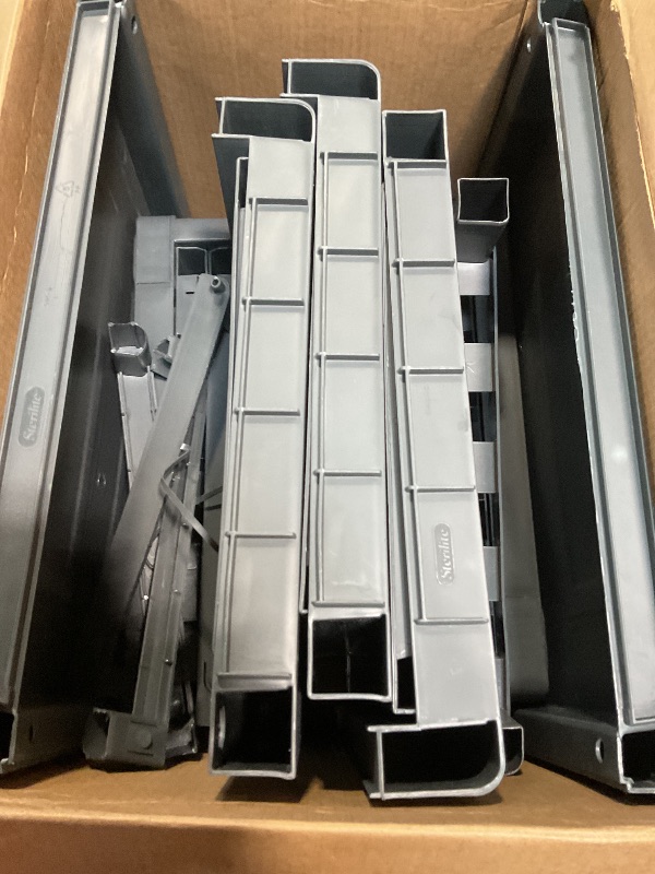 Photo 1 of ***FOR PARTS ONLY MISSING ASSEMBLY PIECESS DAMAGED PIECES *** Sterilite 4 Shelf Cabinet, Lockable Utility Storage w/ Adjustable Shelves, Gray - Plastic Shelving Unit for Organizing Garage, Pantry, Basement, Laundry Room or Mudroom