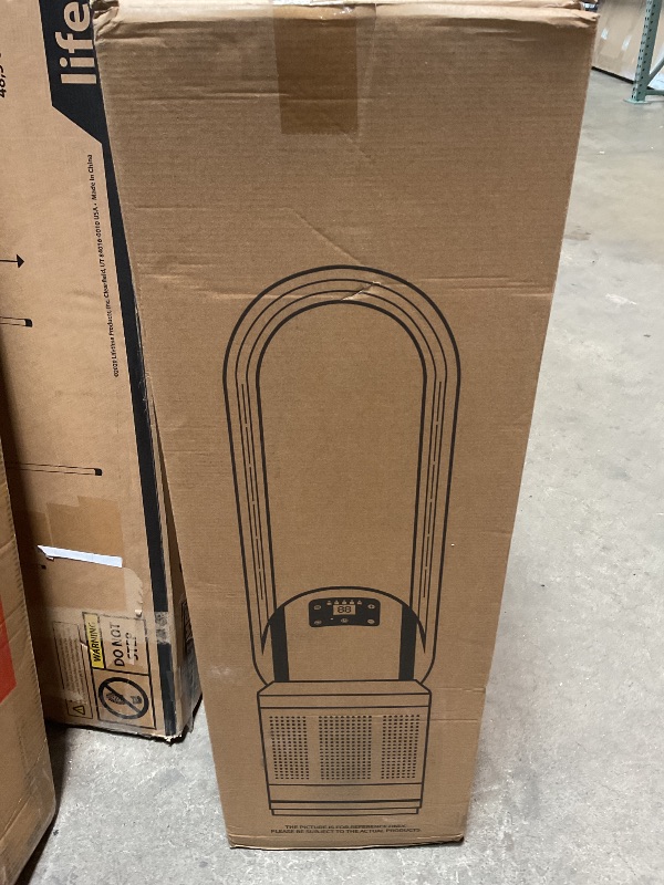 Photo 1 of **POSSIBLY FOR PARTS /MAKES A LOUD NOISE WHEN IN OPERATION*** HEATIT Bladeless Fan with Remote and Air Purifier Tower Fan 80° Oscillating with 8 Speeds 8H Timer Air Circulator Fan HEPA Filter with PM 2.5 for Home Bedroom Kitchen and Office White