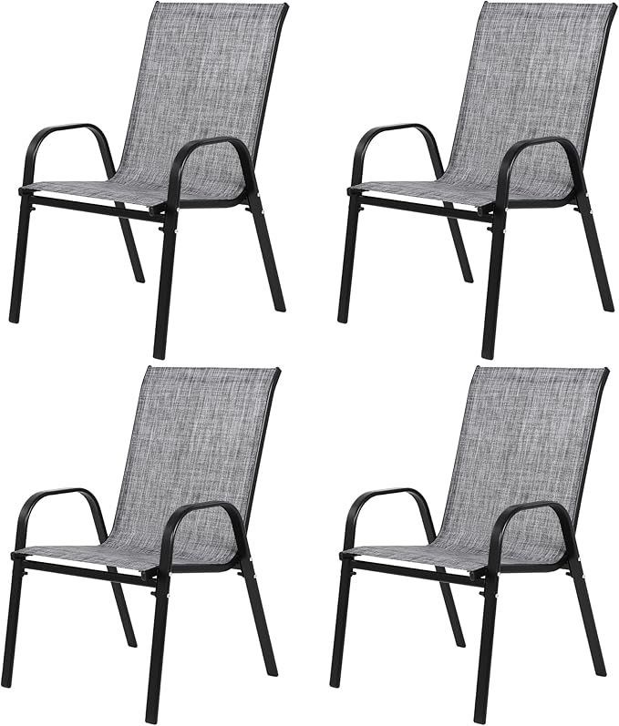Photo 1 of **SCRAPE DAMAGE ON ONE**4 Piece Patio Chair Set for Outdoor Spaces, Breathable Design, Lightweight and Compact, Suitable for Gardens, Patios, Pools, and Camping - Grey