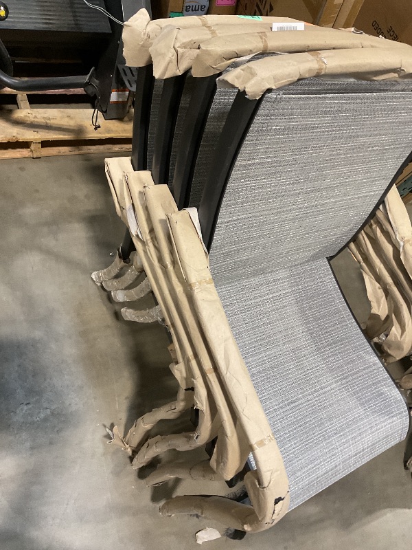 Photo 1 of **SCRAPE DAMAGE ON ONE**4 Piece Patio Chair Set for Outdoor Spaces, Breathable Design, Lightweight and Compact, Suitable for Gardens, Patios, Pools, and Camping - Grey
