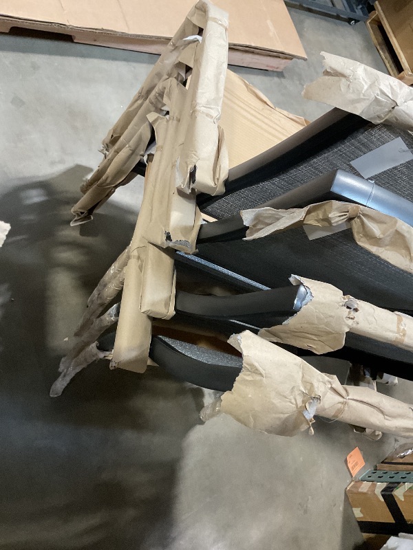 Photo 1 of *MISSING LEG CAPS/ ONE BENT* 4 PIECE PATIO CHAIR SET FOR OUTDOOR SPACES, BREATHABLE DESIGN, LIGHTWEIGHT AND COMPACT, SUITABLE FOR GARDENS, PATIOS, POOLS, AND CAMPING - GREY