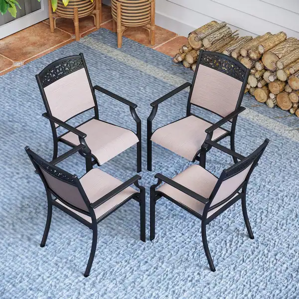 Photo 1 of 
**6 CHAIRS**PHI VILLA PATIO DINING CHAIRS SET OF 6 OUTDOOR STACKABLE PATIO SLING CHAIRS WITH ARMREST, CAST ALUMINUM