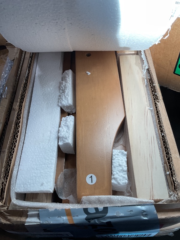 Photo 1 of *** BOX ONE ONLY***Merax Modern Solid Wood Queen Size Platform Bed with Headboard,No Box Spring Needed,Easy Assembly,Natural